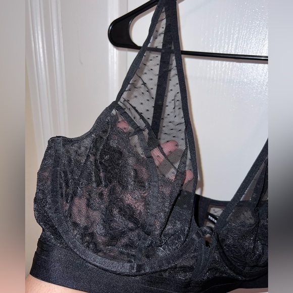 Torrid | Black Swiss Dot Mesh & Lace Unlined Bralette | 2X - Picture 6 of 10